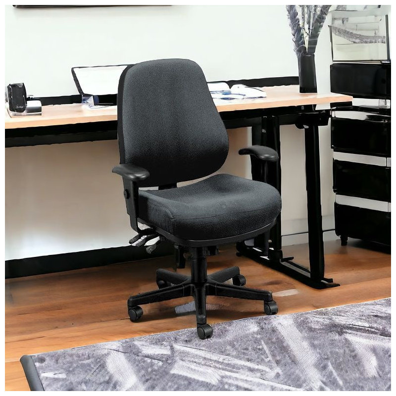 Chaise de bureau réglable pivotante en tissu, Gris anthracite