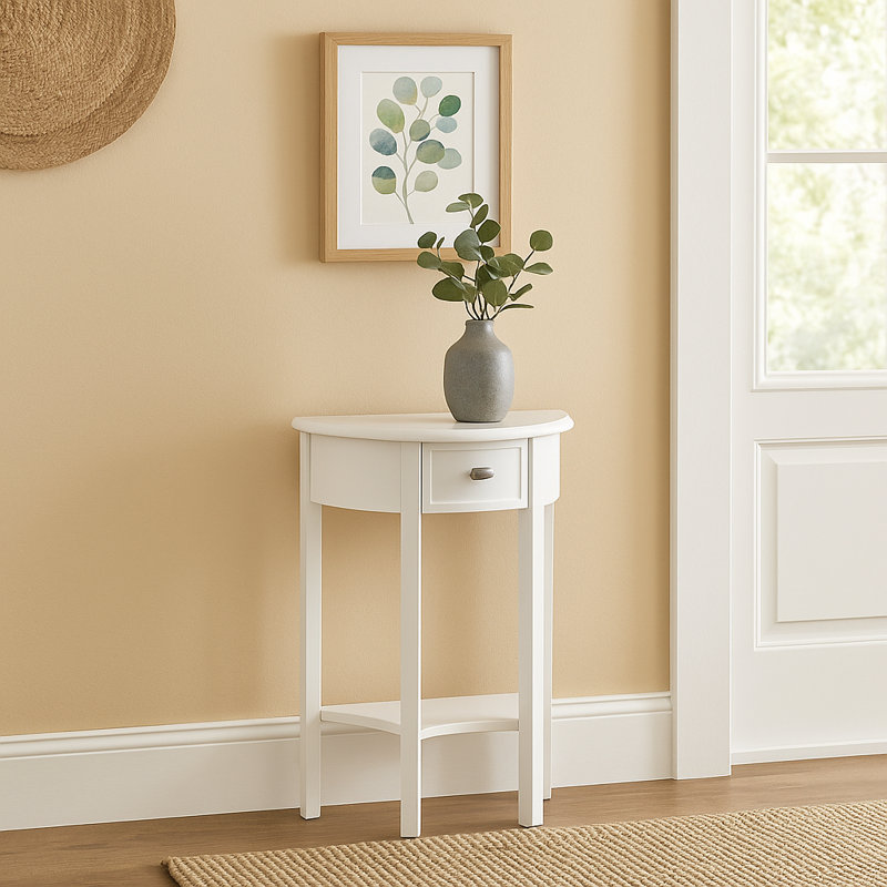 Wilfredo Solid and Manufactured Wood Top Console Table with Solid Wood Base, Pecan, Pecan
