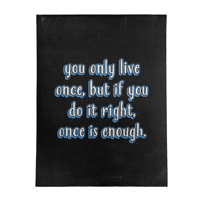 Tapis en chenille de polyester de style tableau noir Quotes You Only Live