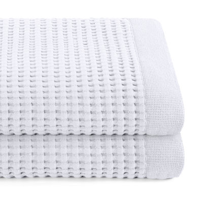 Waffle Bath Towel Set of 2 – Super Absorbent 100% Natural Cotton, Quick-Drying, Modern Style