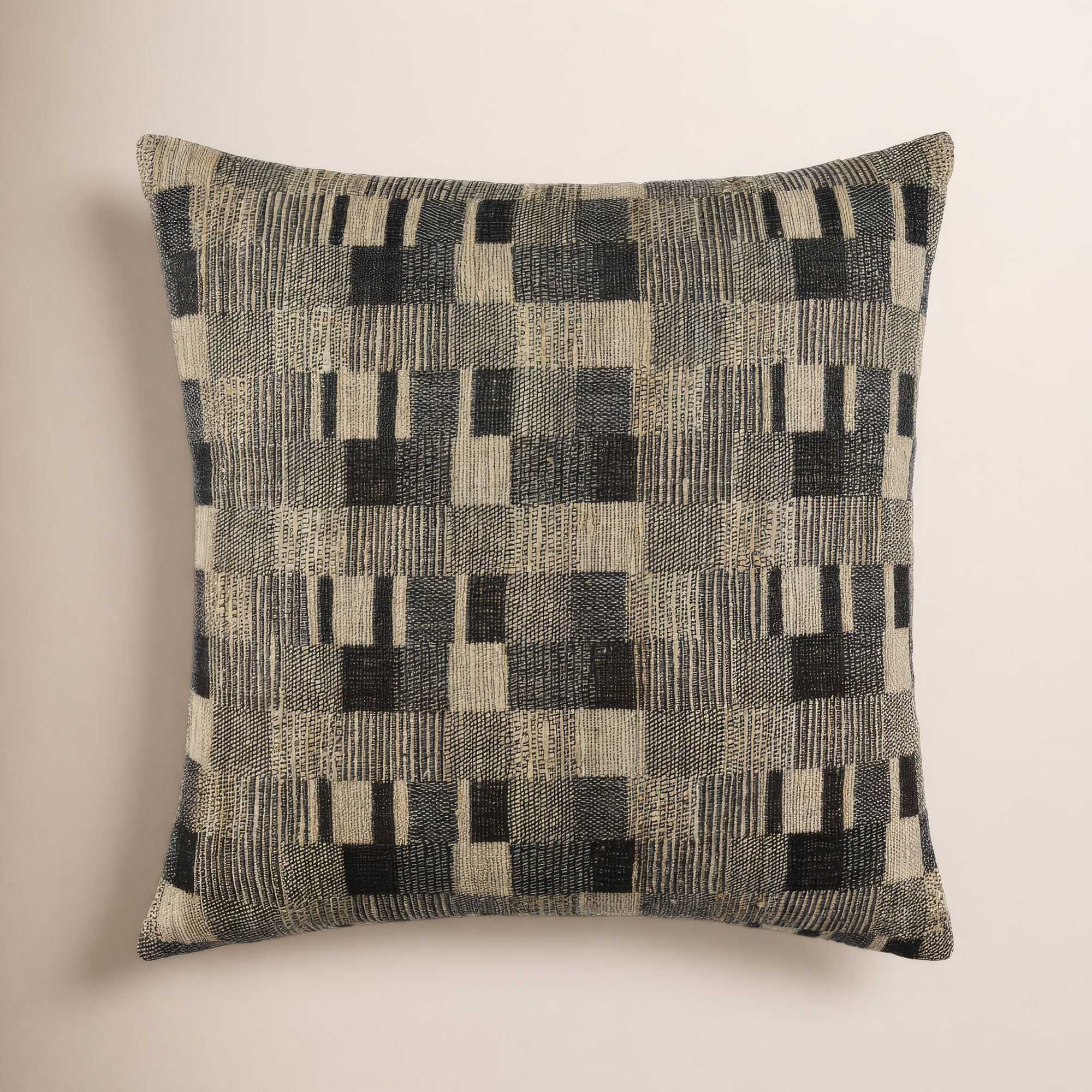 Marzano Accent Pillow, Black/Gray/Beige, Square 18", Pillow Cover Only - No Insert