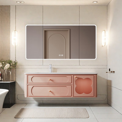 Armoire de salle de bain française de style crème minimaliste