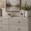 Commode large Fezi, 6 tiroirs, poignées en acier argenté, gris poussiéreux