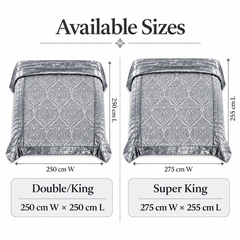 Bradwood Polyester No Pattern Bedspread with Pillow Shams Included, Double Bedspread + 2 Shams, Silver