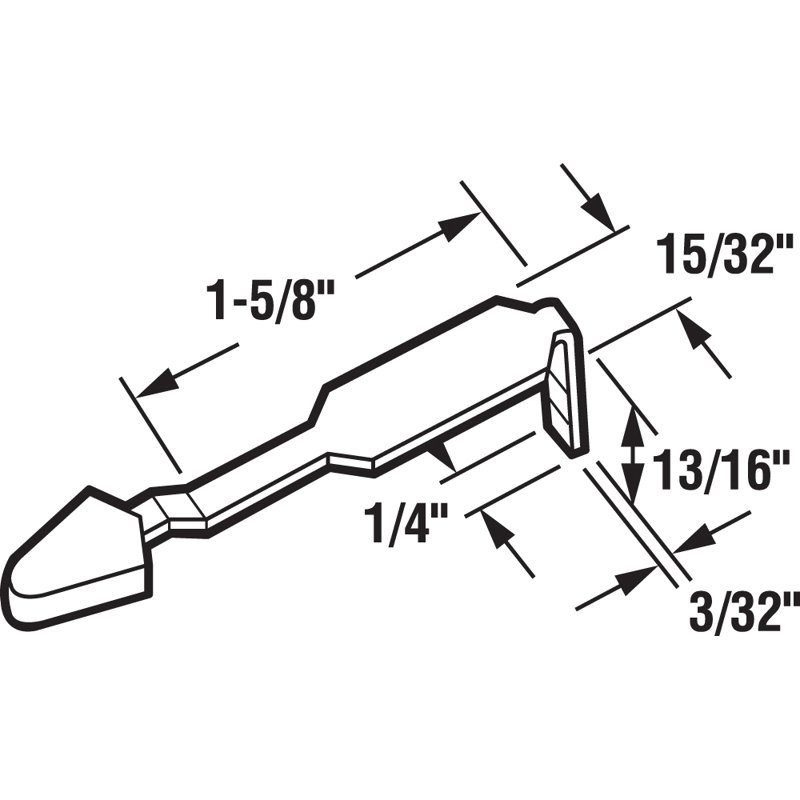 1-5/8 In., Sliding Door Latch Lever, Adams Rite