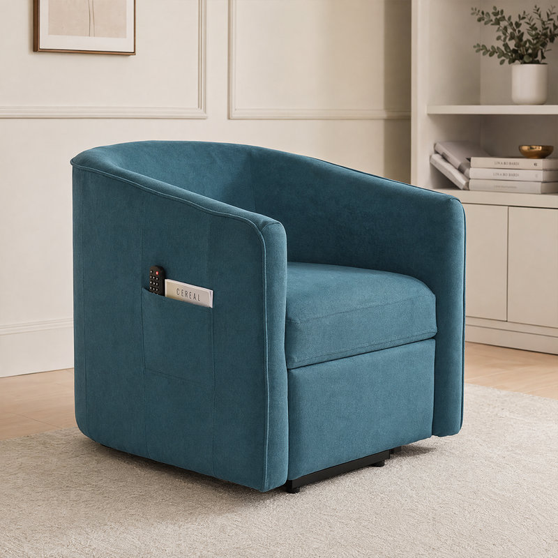 Ergonomic Lift Recliner Chair With Chenille Upholstery & Footrest - Cozy Barrel Design With Side Storage Pocket