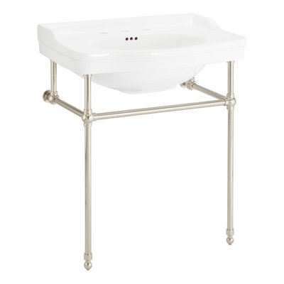 30" Cierra 31" Tall Vitreous China Rectangular Console Bathroom Sink with Overflow