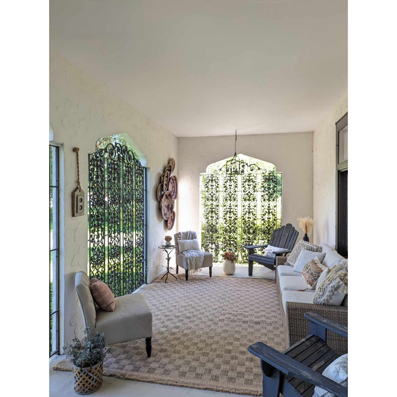 Abbie Machine Woven Checkered Area Rug, Rectangle 7'10" x 10'