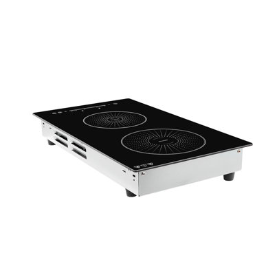 12-inch Dual-Burner Induction Cooktop, Built-in Electric Stove, 220V 3500W, Continuous Low-Power Heating, Kitchen Induction Burner with 9 Power Settings, Touchscreen Controls, Ceramic Glass Surface, and Safety Lock