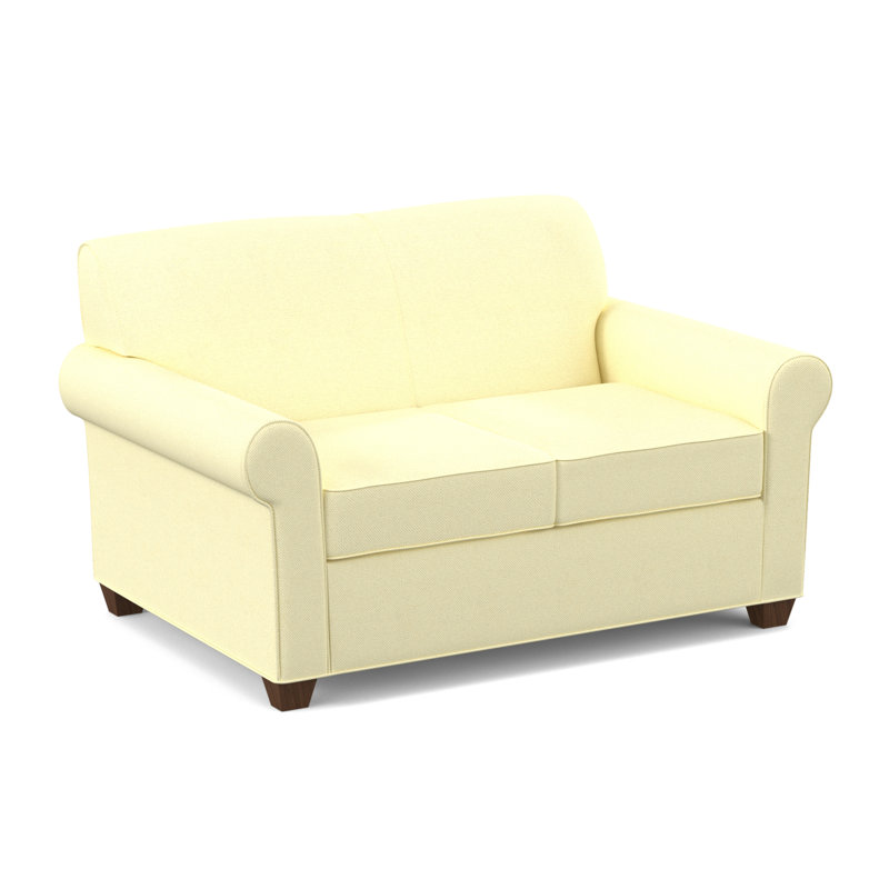 Finn 59" Rolled Arm Loveseat, Antic Shell, Montana Walnut