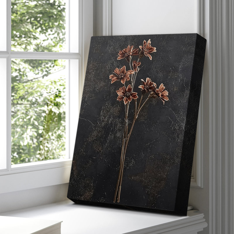 Floral, toile tendue avec châssis CXLIV - prête à être accrochée, H 60 po x l 40 po