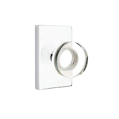 Emtek Dummy Knobset w/ Modern Rectangular Rosette and Modern Disc Glass Knob