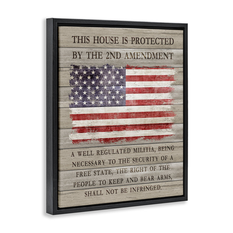 Patriotic Second Amendment Flag, Jet Black Floater Frame, 21" H x 17" W