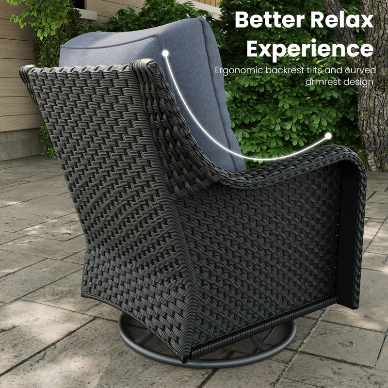 Metal Outdoor Lounge Chair, Navy, Black