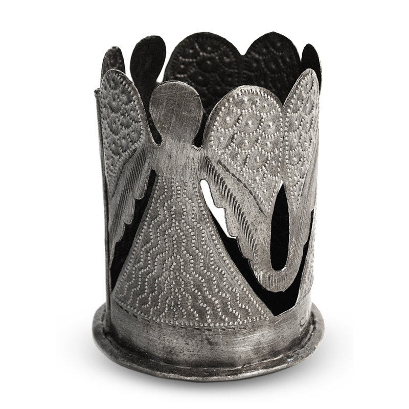 Petit porte-votive en métal ange