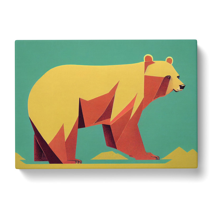 Bear Deco Abstract - Wrapped Canvas Print, 35cm H x 50cm W x 3cm D