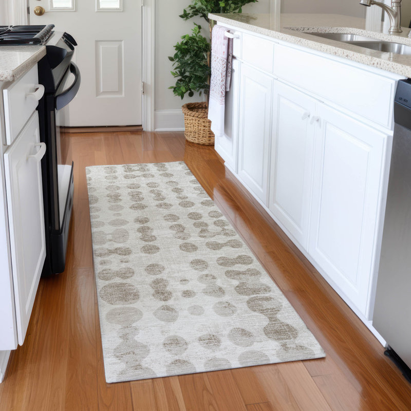 Tapis ivoire Prisco lavable à la machine de qualité supérieure, Tapis de couloir 2 pi 3 po x 7 pi 6 po