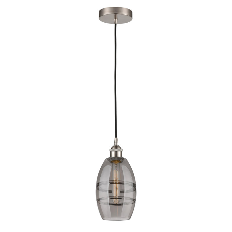 Mini-luminaire suspendu 1 lumière Edison Bettylou-616-G557, H 8,13 po x l 5,88 po x P 5,88 po, Gris fumée clair