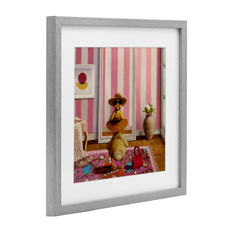 «Hello Gorgeous Duckling», reproduction sous verre encadrée, design par Lucia Heffernan, Cadre de ferme gris