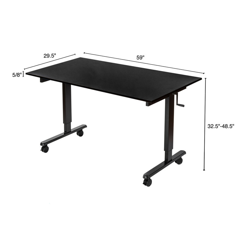 Bureau debout à hauteur ajustable Fontclair, H 32,5 po x l 59 po x P 29,5 po, Noir / Noir