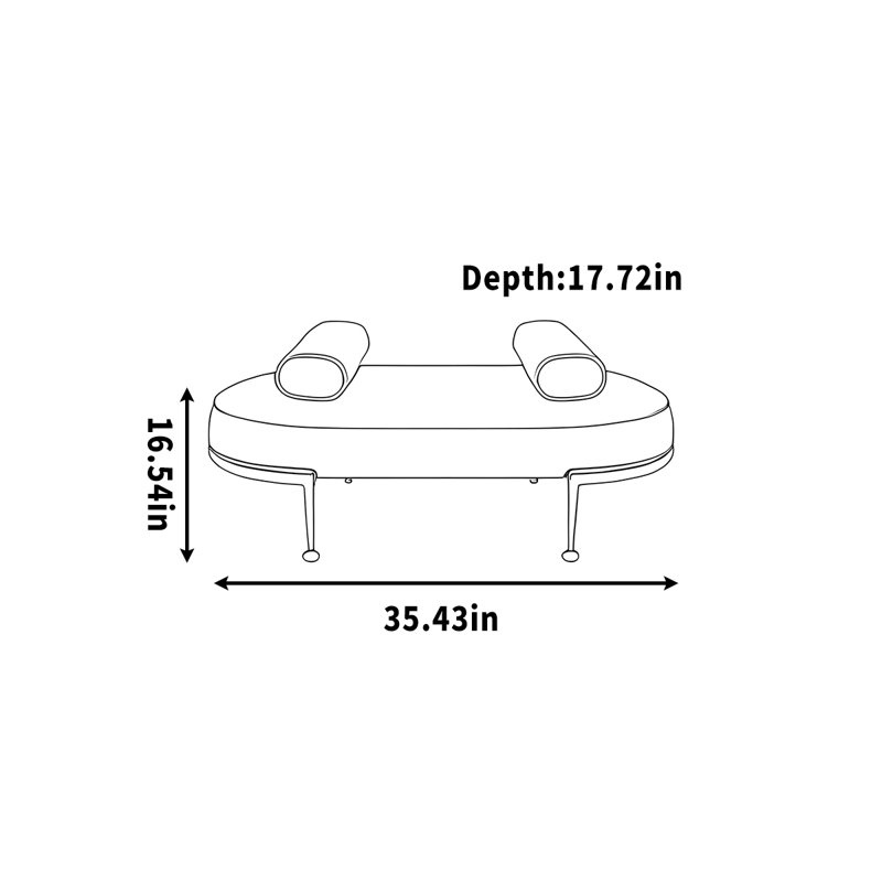 Repose-canapé en acier inoxydable, H 16,54 po x l 35,43 po x P 17,72 po