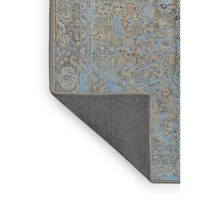Tapis bleu/brun clair traditionnel, Rectangle 2 pi x 4 pi