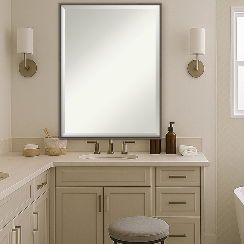 Miroir mural de salle de bain Rachel, L 41 po x H 31 po, Cordelia mince bronze