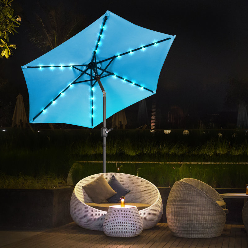 Parasol de marché lumineux Boxwell, Bleu, H 98,4 po x l 90 po x P 90 po