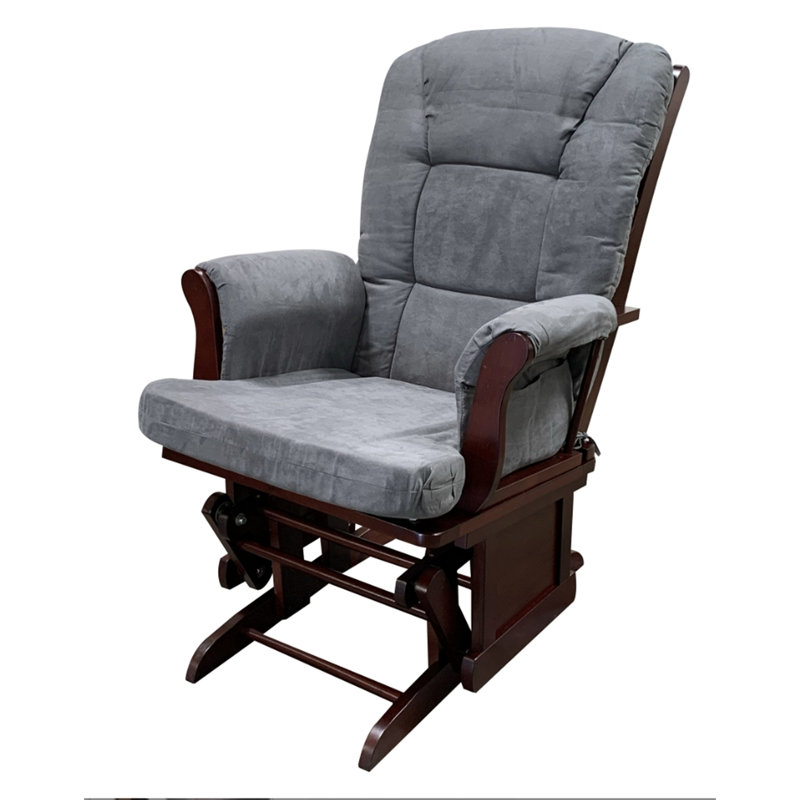 Fauteuil oscillant avec repose-pieds en microfibre et cerisier gris Adeliza