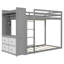 Lit superposé simple au-dessus de simple avec commode éclairée, support suspendu et tiroirs de rangement-707129546
