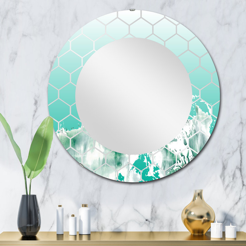 Auquamarine Landscape - Miroir mural traditionnel, 32 po x 32 po