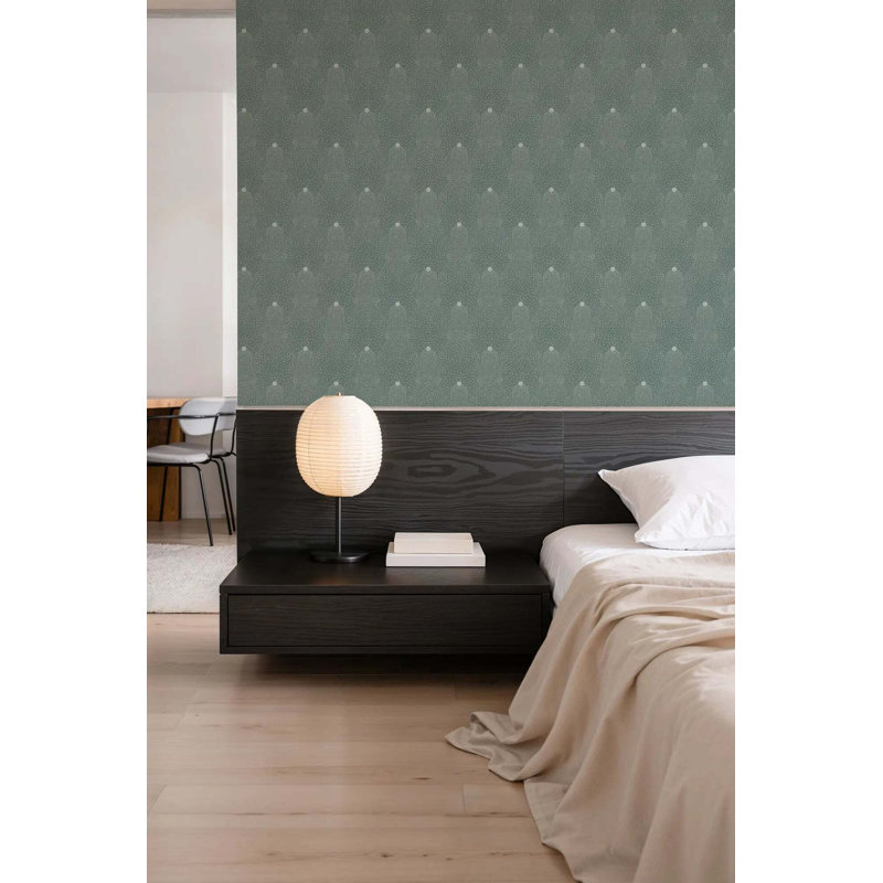 Beaded Current - Wallpaper, Blue Green, Faux Grasscloth, Non-Pasted