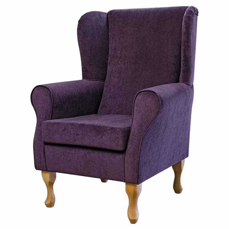 74cm Wide Tufted Velvet Wingback Chair, Purple