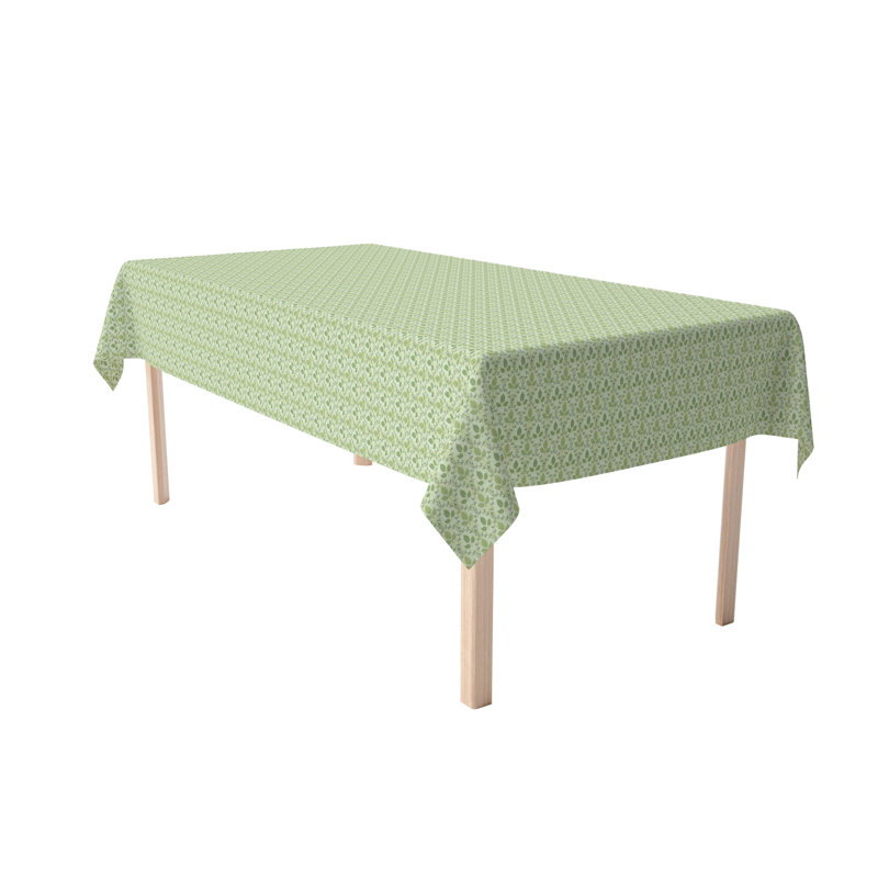 Green Leaves Ornaments Cotton Tablecloths Floral, 104" x 52"