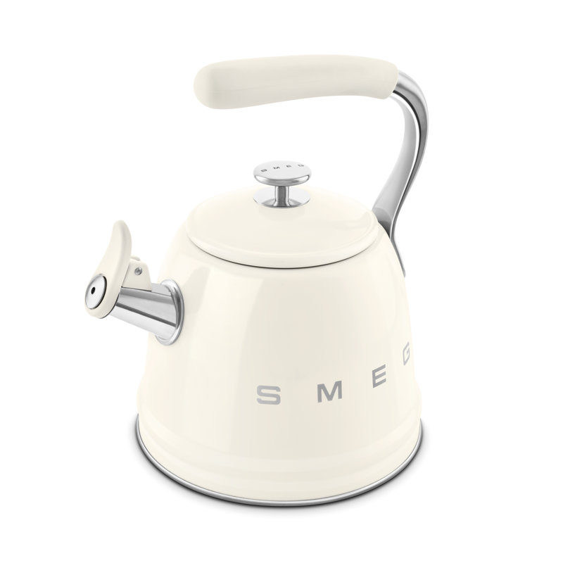 Smeg WKF01 50's Style Retro Whistling Kettle, Cream