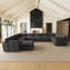 Canapé 6 places en chenille imperméable en forme de U avec double assise d'angle et pouf-1229168243