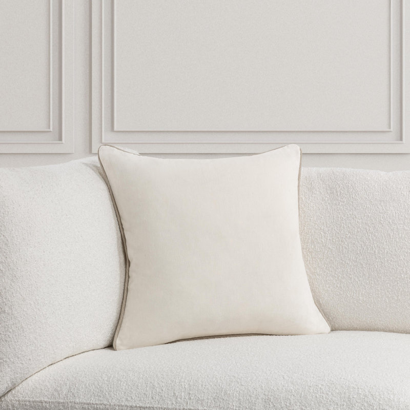 Heirloom Velvet Fabric Throw Pillow, Ivory, Square 22"