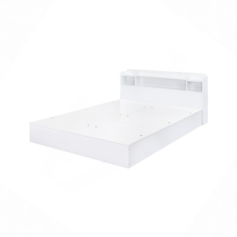 Lit de rangement - tête de lit et base avec 6 tiroirs, aucun sommier requis, pieds chromés modernes