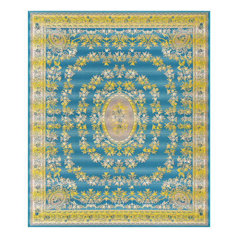 Blue Cahuita Indoor/Outdoor Traditional Rug, Rectangle 10' x 12'