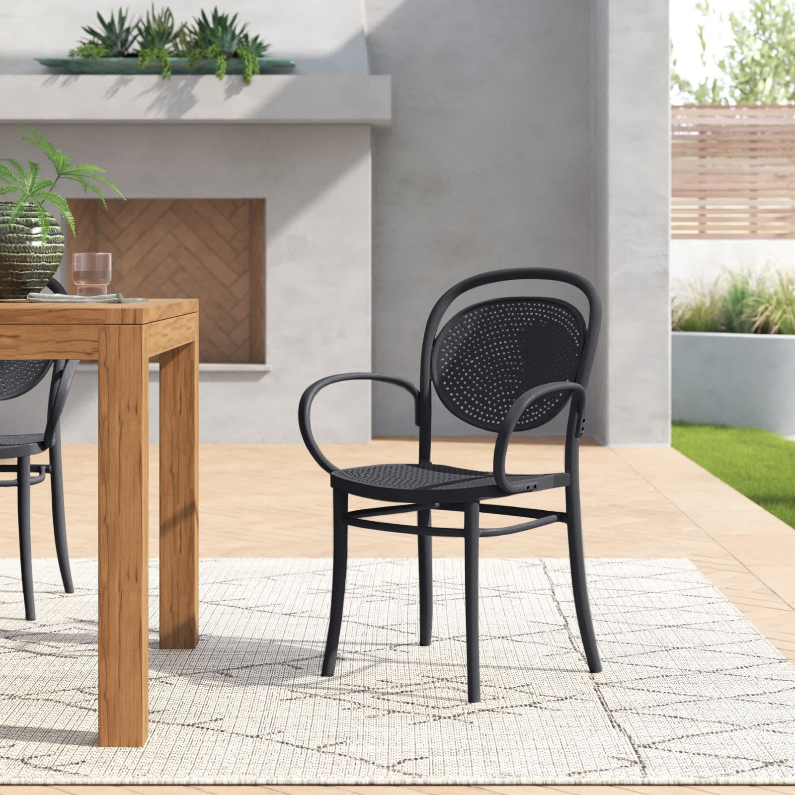 Farrah Stackable Patio Armchair, Black