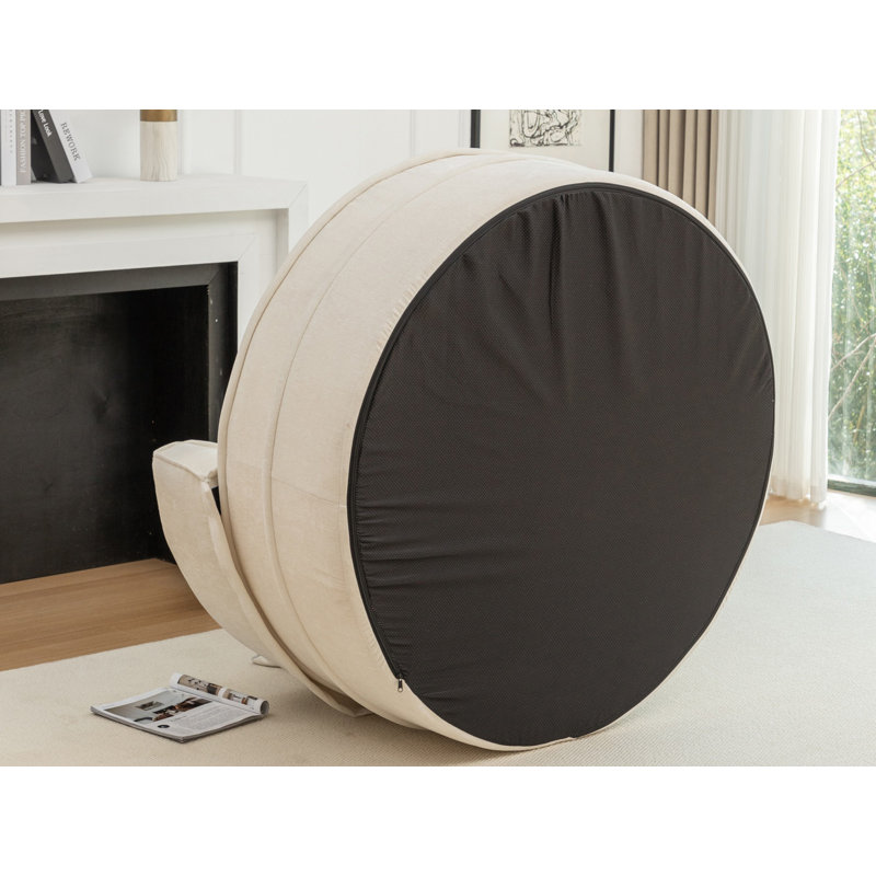 Fauteuil demi-tonneau rembourré avec repose-pieds, Beige