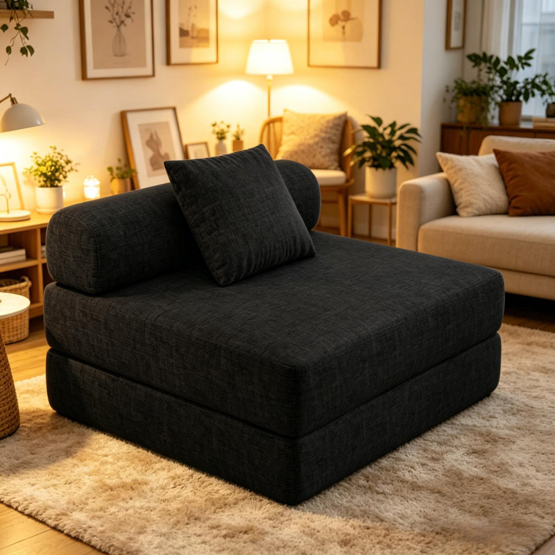 Boneless 39.2" Folding Sofa Bed, Convertible Sleeper Chair with Pillow, Portable Floor Couch for Small Spaces, Compression Packaging