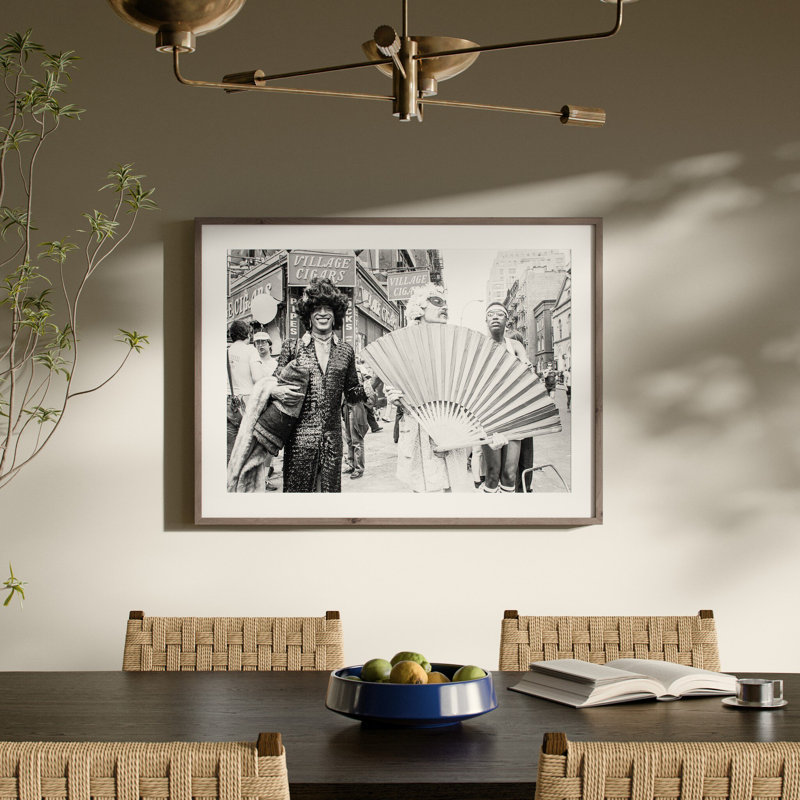 Marsha P. Johnson At Pride March Print by Barbara Alper, W 32" x H 24", Rustic Walnut