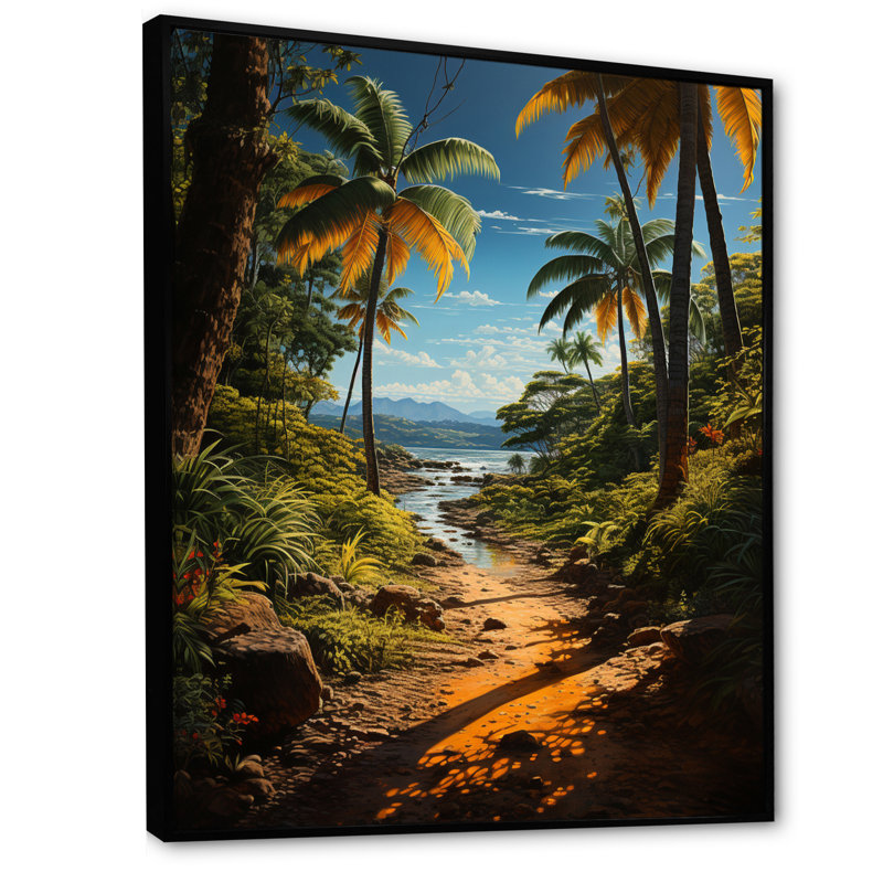 Dominicain Palmeraie paradis - impression, H 32 po x l 16 po x P 1 po, Cadre flottant noir