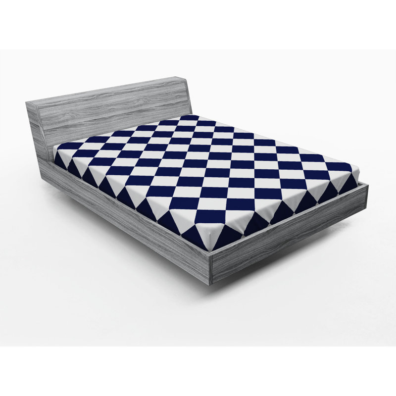Microfiber Geometric Fitted Sheet, Queen Fitted Sheet