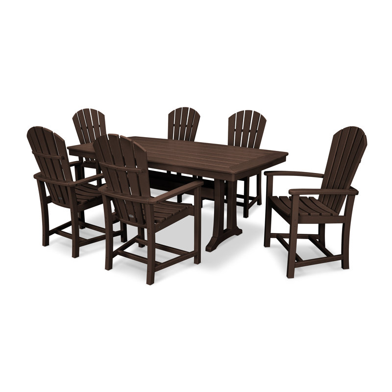 POLYWOOD Palm Coast 7-Piece Dining Set with Trestle Legs, Mahogany