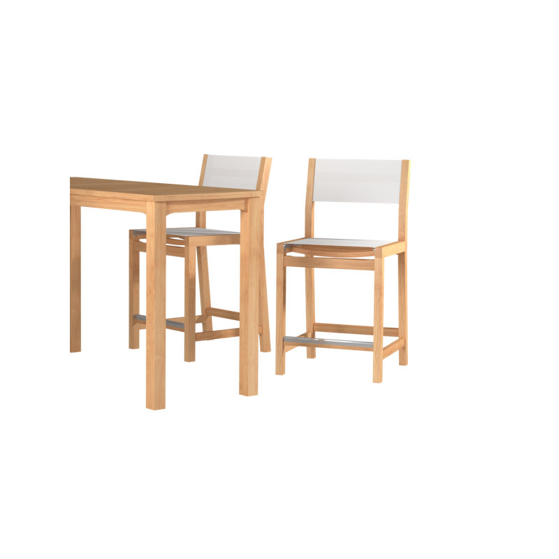 Pearl Teak Outdoor Counter Height Chair, White