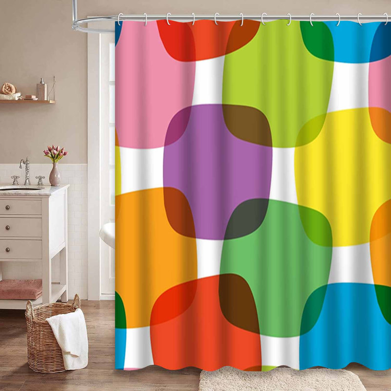Rideau de douche jaune sarcelle avec 12 crochets, L 72 po x l 84 po