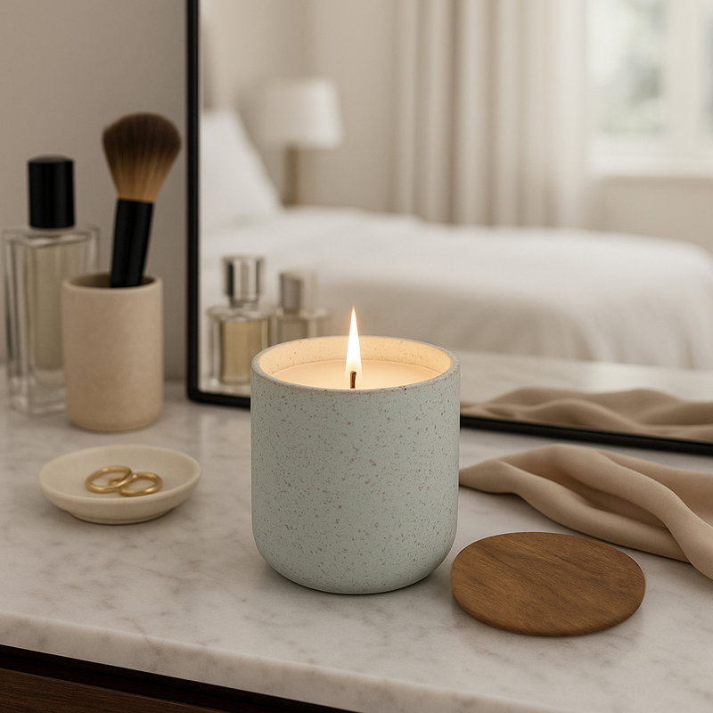 Bougie parfumée décorative avec couvercle en bois pour décoration de table basse - Décoration de bougie moderne pour bibliothèque, chambre à coucher et salon - 4 po