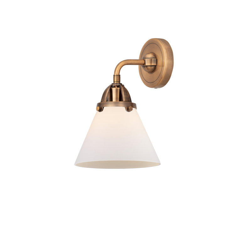 Shauna Armed Sconce, Incandescent, Matte White, Antique Copper